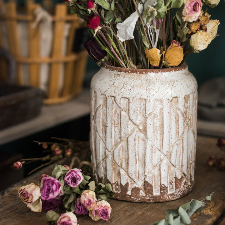 Handmade Ceramic Vase with Textured Finish – Small, Medium & Large Sizes – White, Tan & Mixed Colors Sangria Uranus
