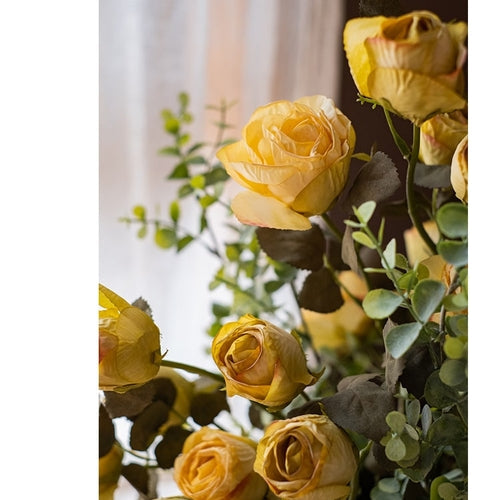 Handmade Faux Silk Dry Rose Flower Stem – Realistic Artificial Rose Blooms (White, Yellow, Mixed Colors) Sangria Uranus