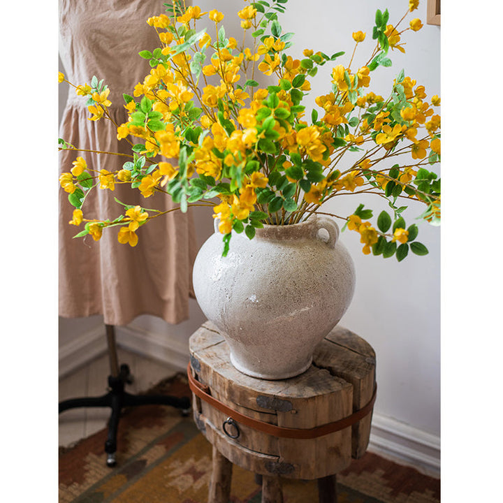 Handmade Ceramic Pottery Vase – Large White & Light Brown Decorative Accent (13”) Sangria Uranus