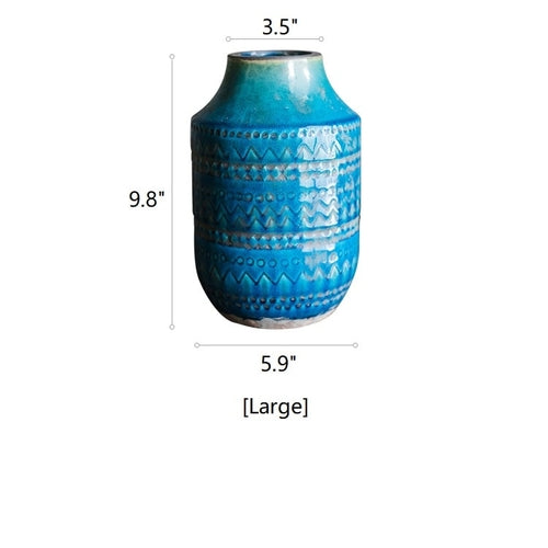 Handmade Blue Ceramic Vase – Textured Glazed Finish (Small, Medium, Large) Sangria Uranus