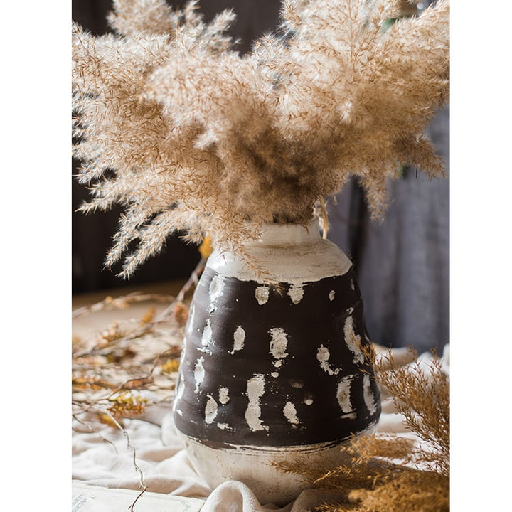 Handmade Textured Ceramic Vase – Pottery Vase in Brown & White Mixed Colors, Styles A & B Sangria Uranus