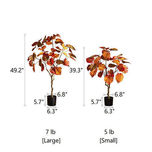 Red Leaf Banyan Tree – Handmade Silk Faux Plant in Pot – Lifelike Indoor Artificial Tree Decor (Small & Large Sizes) Sangria Uranus
