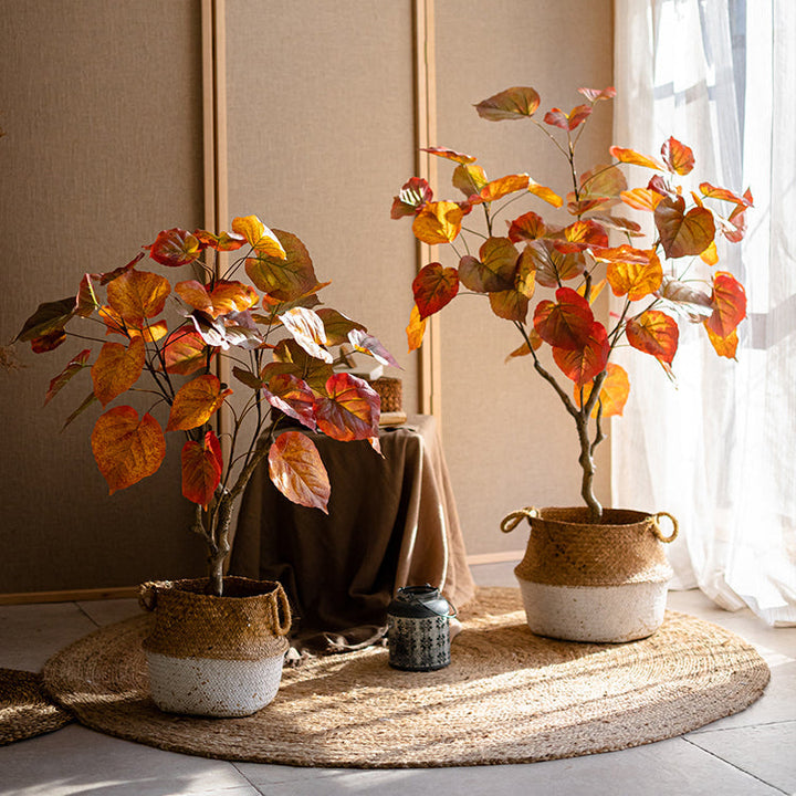 Red Leaf Banyan Tree – Handmade Silk Faux Plant in Pot – Lifelike Indoor Artificial Tree Decor (Small & Large Sizes) Sangria Uranus