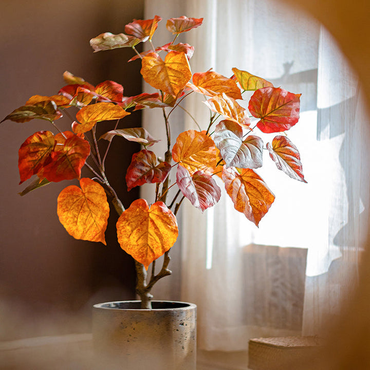 Red Leaf Banyan Tree – Handmade Silk Faux Plant in Pot – Lifelike Indoor Artificial Tree Decor (Small & Large Sizes) Sangria Uranus