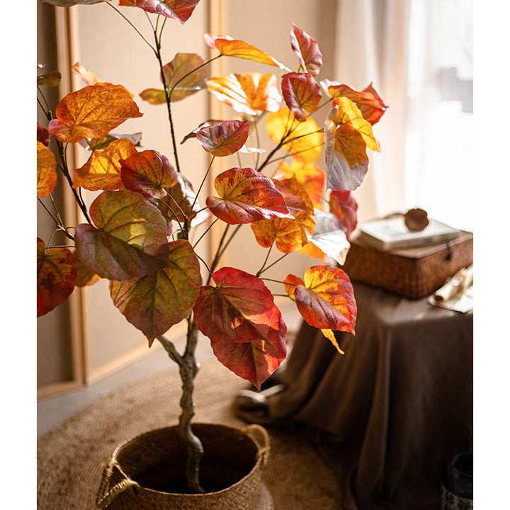 Red Leaf Banyan Tree – Handmade Silk Faux Plant in Pot – Lifelike Indoor Artificial Tree Decor (Small & Large Sizes) Sangria Uranus