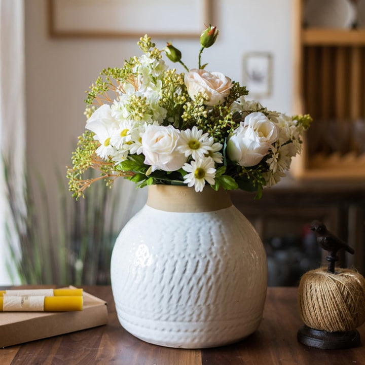 Handmade White Ceramic Vase – Sculptural Table & Flower Vase (Small or Large) Sangria Uranus