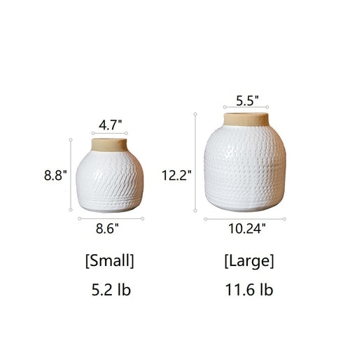 Handmade White Ceramic Vase – Sculptural Table & Flower Vase (Small or Large) Sangria Uranus