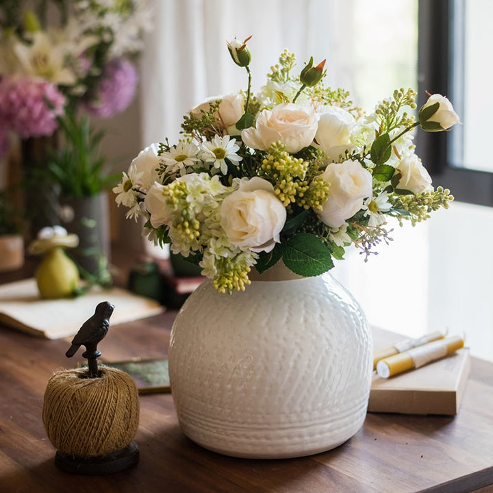 Handmade White Ceramic Vase – Sculptural Table & Flower Vase (Small or Large) Sangria Uranus