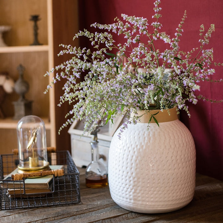 Handmade White Ceramic Vase – Sculptural Table & Flower Vase (Small or Large) Sangria Uranus