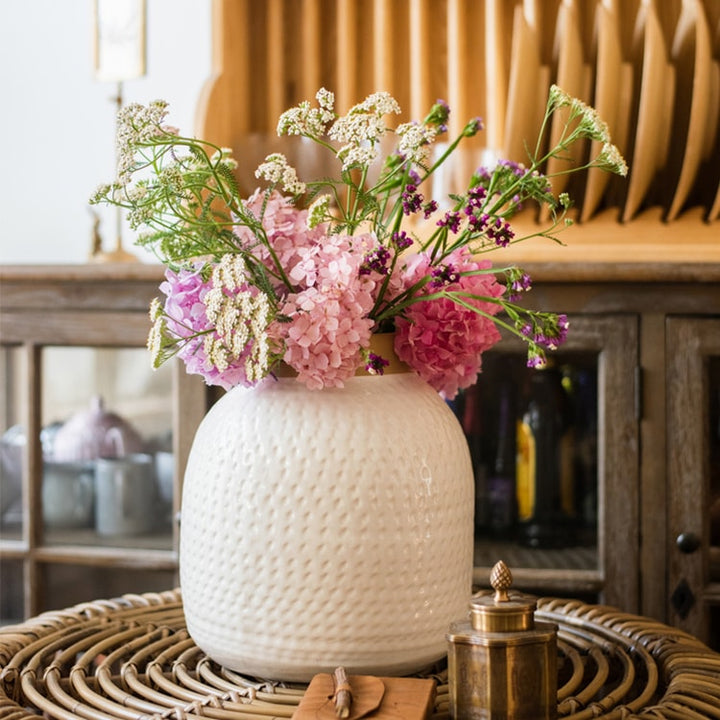 Handmade White Ceramic Vase – Sculptural Table & Flower Vase (Small or Large) Sangria Uranus
