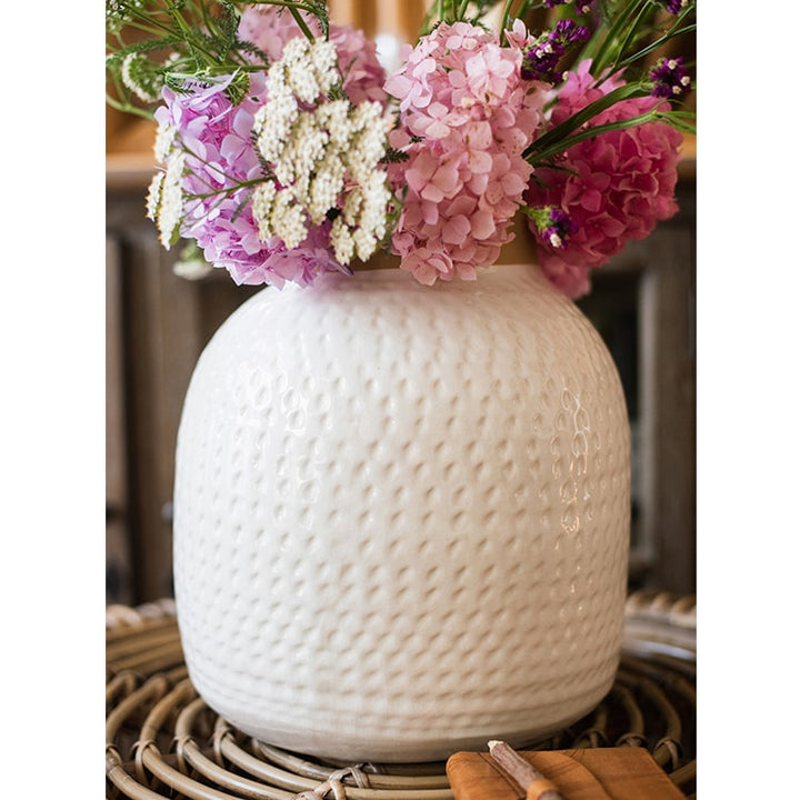 Handmade White Ceramic Vase – Sculptural Table & Flower Vase (Small or Large) Sangria Uranus