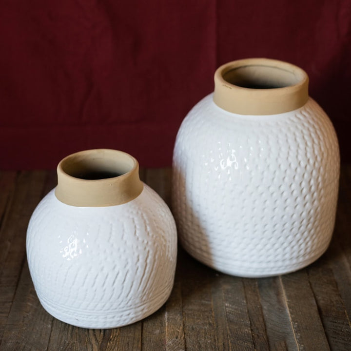 Handmade White Ceramic Vase – Sculptural Table & Flower Vase (Small or Large) Sangria Uranus
