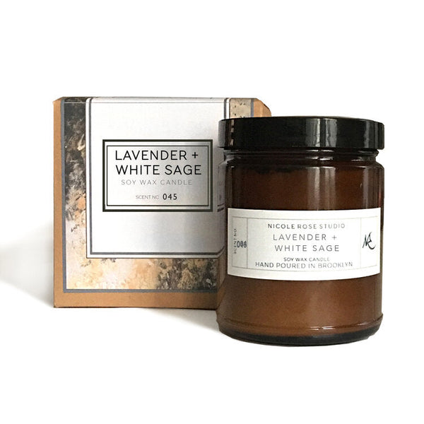 Lavender & White Sage Soy Wax Candle – Cleansing Aromatherapy Smudge Candle – 4oz & 8ozA Indigo Poseidon