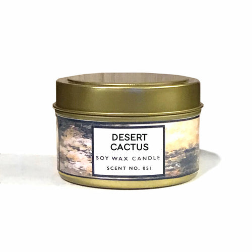 Desert Cactus Soy Wax Candle – Hand-Poured Essential Oil Scented Candle with Geranium, Rose & Lemongrass – 4oz/8oz Indigo Poseidon