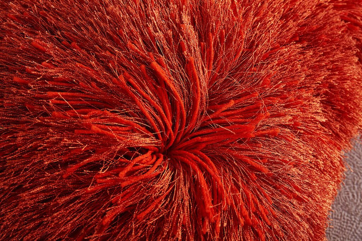 Amazing Rugs "Decorative" Shaggy Pillow in Rust – 18"x18", Hand-Tufted, Extra Soft Polyester Coral Rosemary