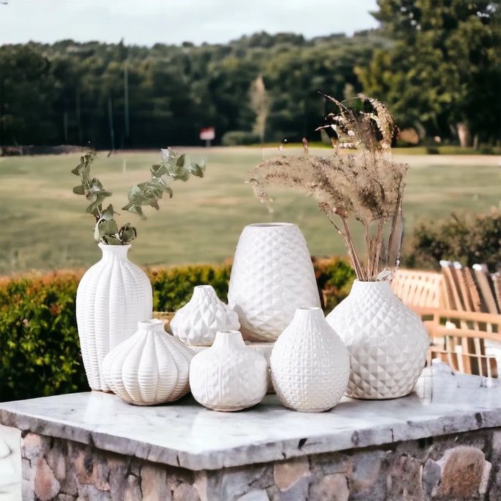 Whitney White Ceramic Vases – Artisan Made Decorative Accent, Sold Individually or as a Set Cerise Thalassa
