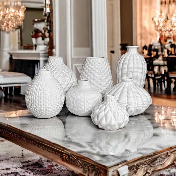 Whitney White Ceramic Vases – Artisan Made Decorative Accent, Sold Individually or as a Set Cerise Thalassa