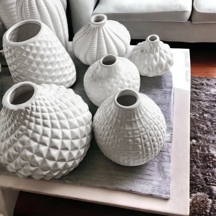 Whitney White Ceramic Vases – Artisan Made Decorative Accent, Sold Individually or as a Set Cerise Thalassa