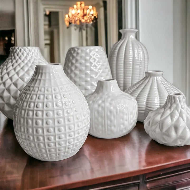 Whitney White Ceramic Vases – Artisan Made Decorative Accent, Sold Individually or as a Set Cerise Thalassa