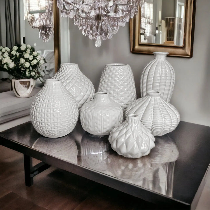 Whitney White Ceramic Vases – Artisan Made Decorative Accent, Sold Individually or as a Set Cerise Thalassa