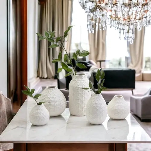 Embossed Cane Webbing Ceramic Vases – Modern Decorative Accent, Assorted Sizes Cerise Thalassa