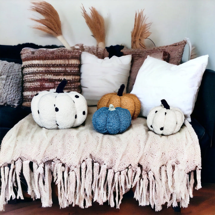 Velvet Plush Blair Pumpkins II – Fall Throw Pillow Décor Cerise Thalassa