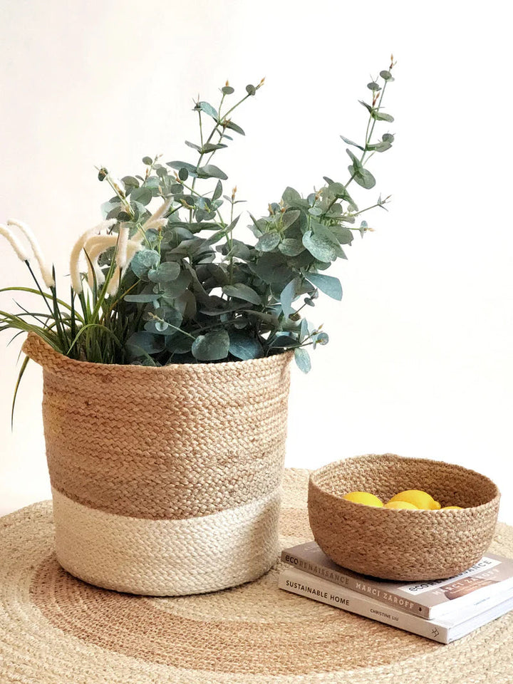 Kata Colorblock Basket – Handwoven Storage for Modern Living Brown Ares