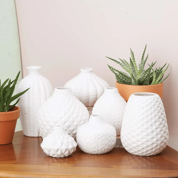Whitney White Ceramic Vases – Artisan Made Decorative Accent, Sold Individually or as a Set Cerise Thalassa