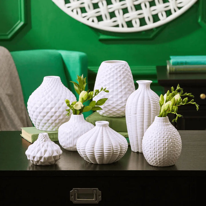 Whitney White Ceramic Vases – Artisan Made Decorative Accent, Sold Individually or as a Set Cerise Thalassa
