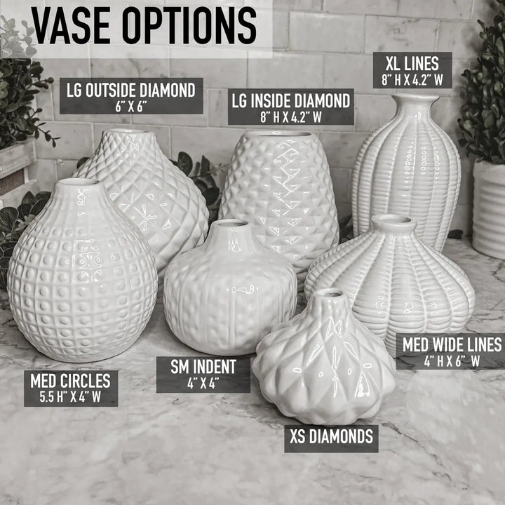 Whitney White Ceramic Vases – Artisan Made Decorative Accent, Sold Individually or as a Set Cerise Thalassa