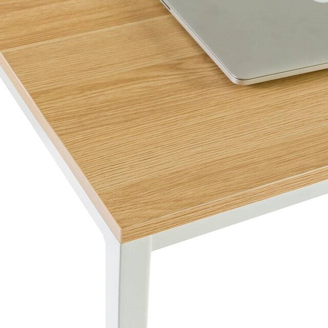 Modern Minimalist Home Office Desk – 47" Natural Wood Top with White Steel Frame Yellow Crius