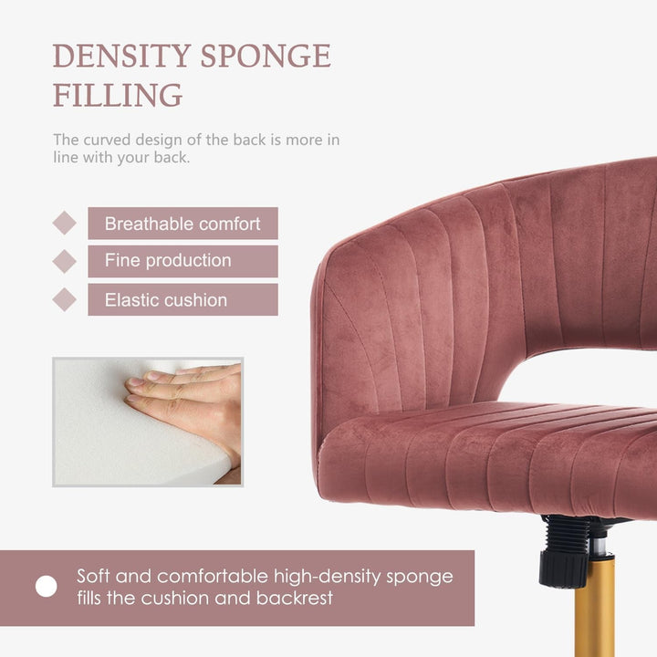 Modern Velvet Swivel Home Office Chair with Gold Base – 360° Rotation, Plush Upholstery, Easy Assembly, for Living Room, Bedroom, Vanity & Study Peach Maple