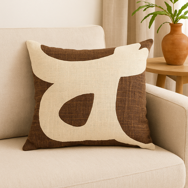 Handcrafted Cotton Slub Abstract Printed Square Pillow - 18'x18' GH Modern Living