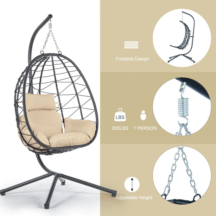 Hanging Egg Chair with Stand Indoor Outdoor Swing Chair GH Modern Living