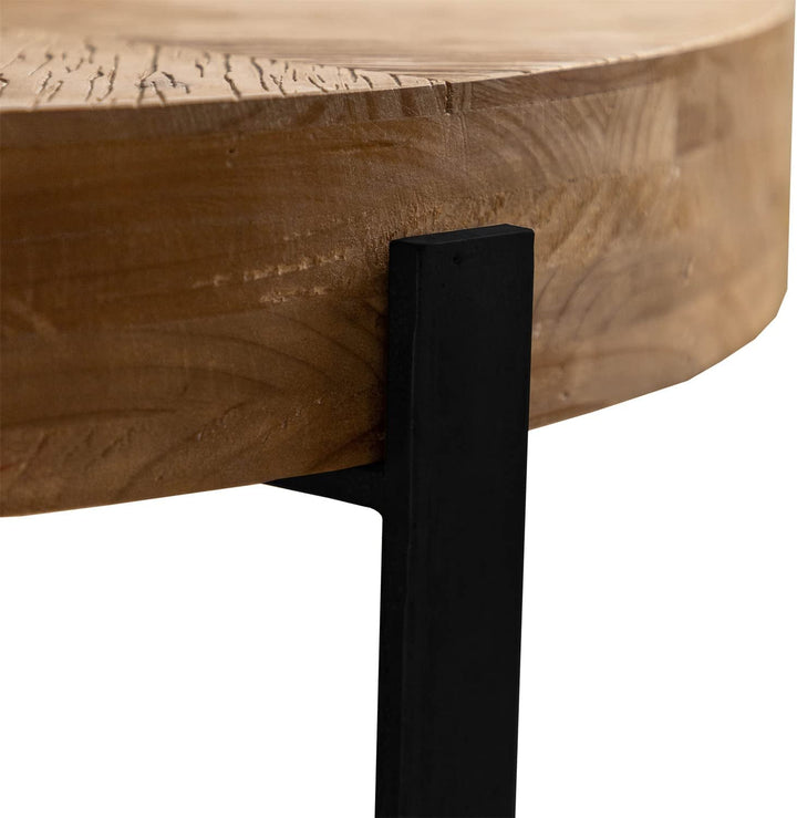Modern Round Coffee Table with MDF Wood Top & Metal Legs – 31.29” Living Room Accent Table, Easy Assembly, Industrial Style Peach Maple