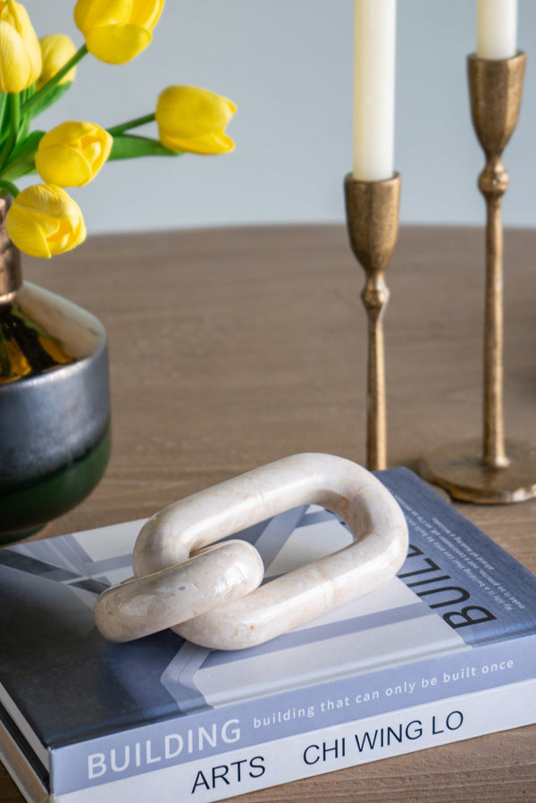Decorative Two-Link Marble Chain – Elegant Cream Accent for Home Decor GH Modern Living