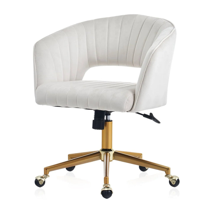 Velvet Swivel Desk Chair – 360° Home Office & Vanity Chair with Modern Design Peach Maple