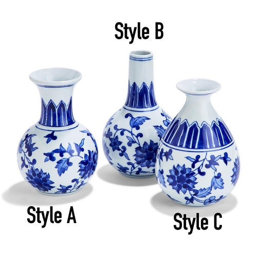 Blue & White Chinoiserie Canton Vases – Hand-Painted Ceramic Mediterranean Decor Cerise Thalassa