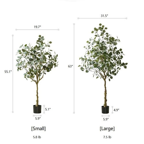 Eucalyptus Artificial Tree – Handmade Faux Plant in Pot – Realistic Indoor Silk Tree Decor (Small & Large Sizes) Sangria Uranus