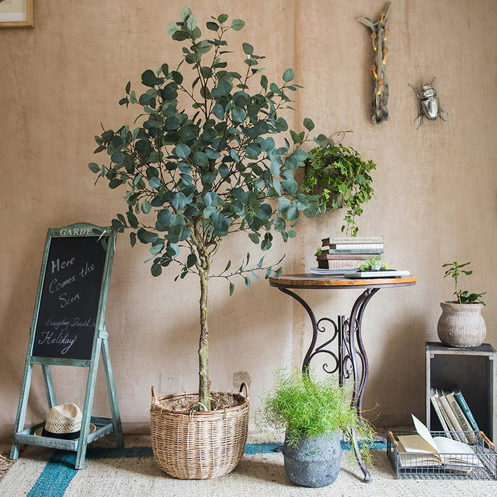 Eucalyptus Artificial Tree – Handmade Faux Plant in Pot – Realistic Indoor Silk Tree Decor (Small & Large Sizes) Sangria Uranus