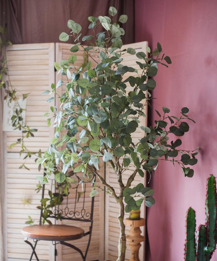 Eucalyptus Artificial Tree – Handmade Faux Plant in Pot – Realistic Indoor Silk Tree Decor (Small & Large Sizes) Sangria Uranus