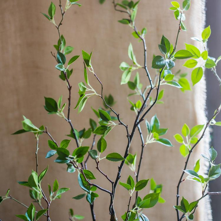 Handmade Silk Artificial Green Leaf Tree – Lifelike Faux Plant with Black Pot Sangria Uranus