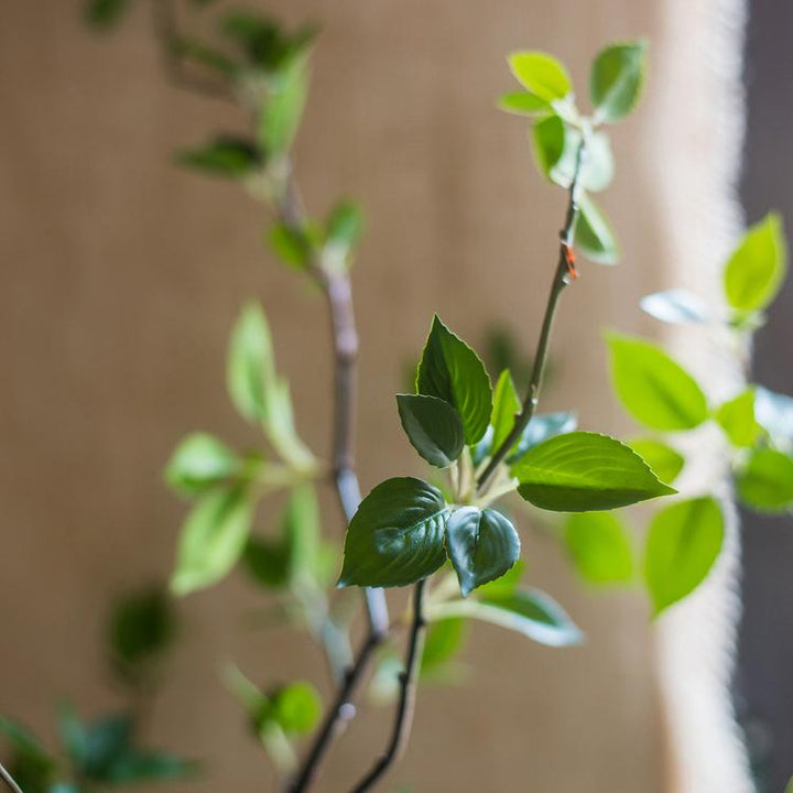 Handmade Silk Artificial Green Leaf Tree – Lifelike Faux Plant with Black Pot Sangria Uranus