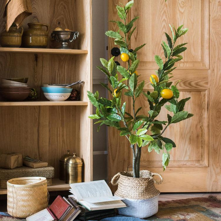 Lemon Tree Faux Plant – Handmade Artificial Silk Tree in Pot – Realistic Indoor Decor (Multiple Sizes) Sangria Uranus