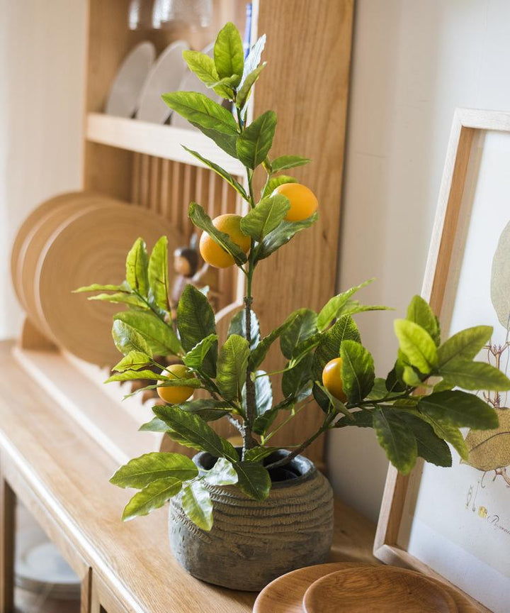 Lemon Tree Faux Plant – Handmade Artificial Silk Tree in Pot – Realistic Indoor Decor (Multiple Sizes) Sangria Uranus
