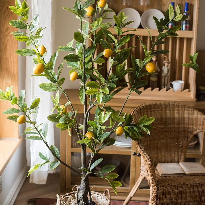 Lemon Tree Faux Plant – Handmade Artificial Silk Tree in Pot – Realistic Indoor Decor (Multiple Sizes) Sangria Uranus