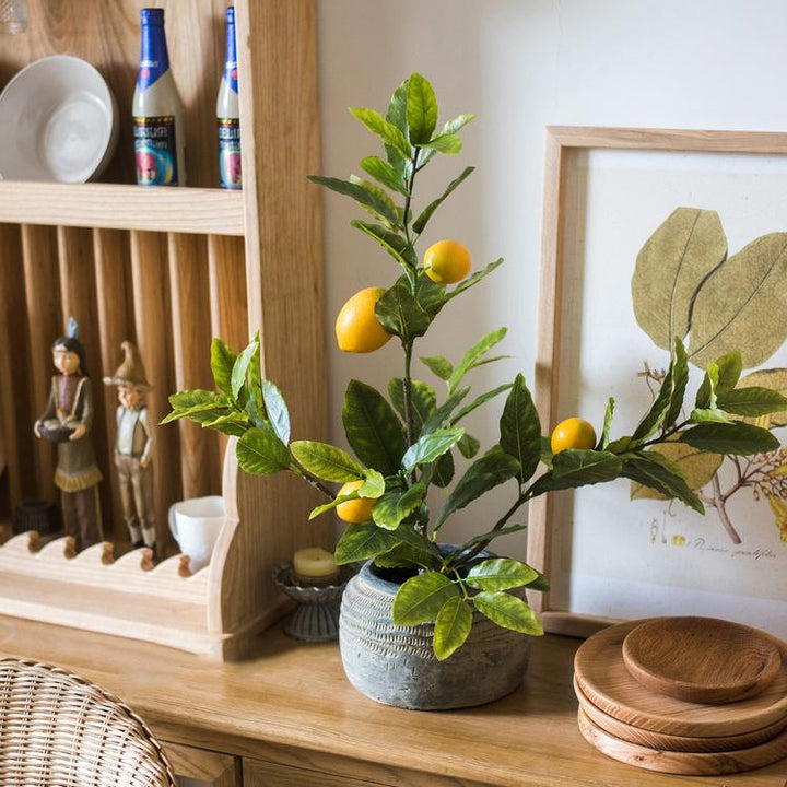 Lemon Tree Faux Plant – Handmade Artificial Silk Tree in Pot – Realistic Indoor Decor (Multiple Sizes) Sangria Uranus