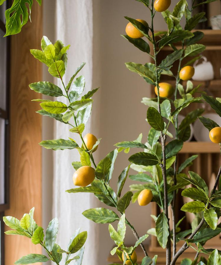 Lemon Tree Faux Plant – Handmade Artificial Silk Tree in Pot – Realistic Indoor Decor (Multiple Sizes) Sangria Uranus
