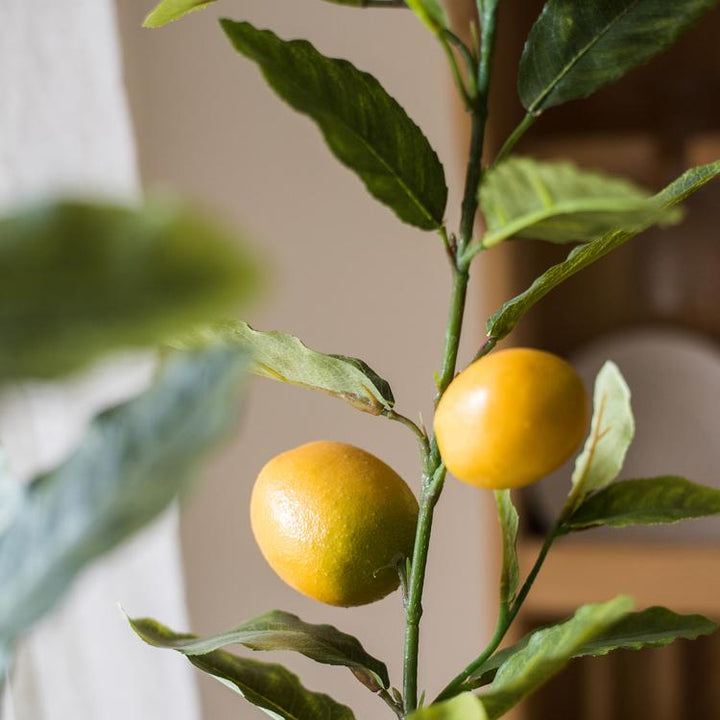 Lemon Tree Faux Plant – Handmade Artificial Silk Tree in Pot – Realistic Indoor Decor (Multiple Sizes) Sangria Uranus