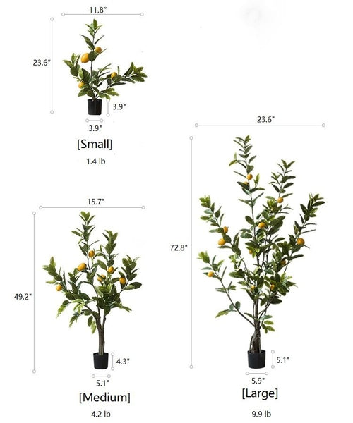 Lemon Tree Faux Plant – Handmade Artificial Silk Tree in Pot – Realistic Indoor Decor (Multiple Sizes) Sangria Uranus